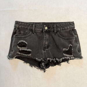 western black ripped micro denim shorts booty shorts petite small